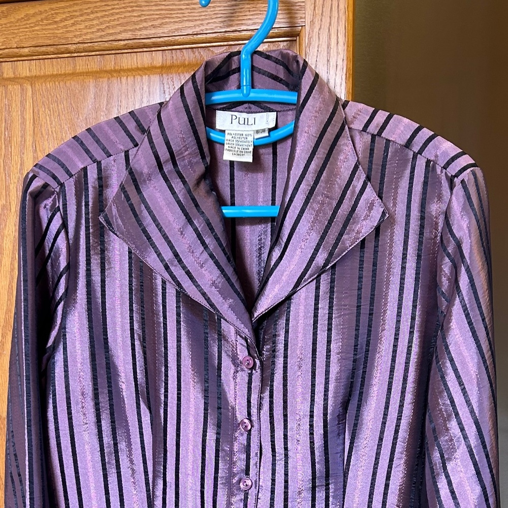 Purple & Black Satiny Blouse